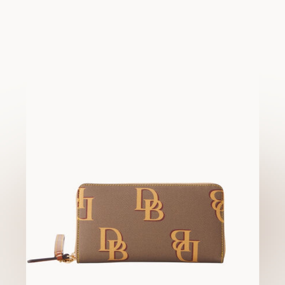 Dooney&Bourke large monogram zip around wristlet